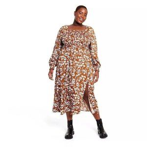 LA LIGNE X Target Womens Sz 4X Floral Smocked Bodice MIDI Dress‎